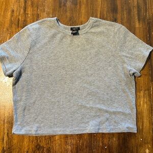 Rue21 Women's Gray Ribbed Short Sleeve Crop Top